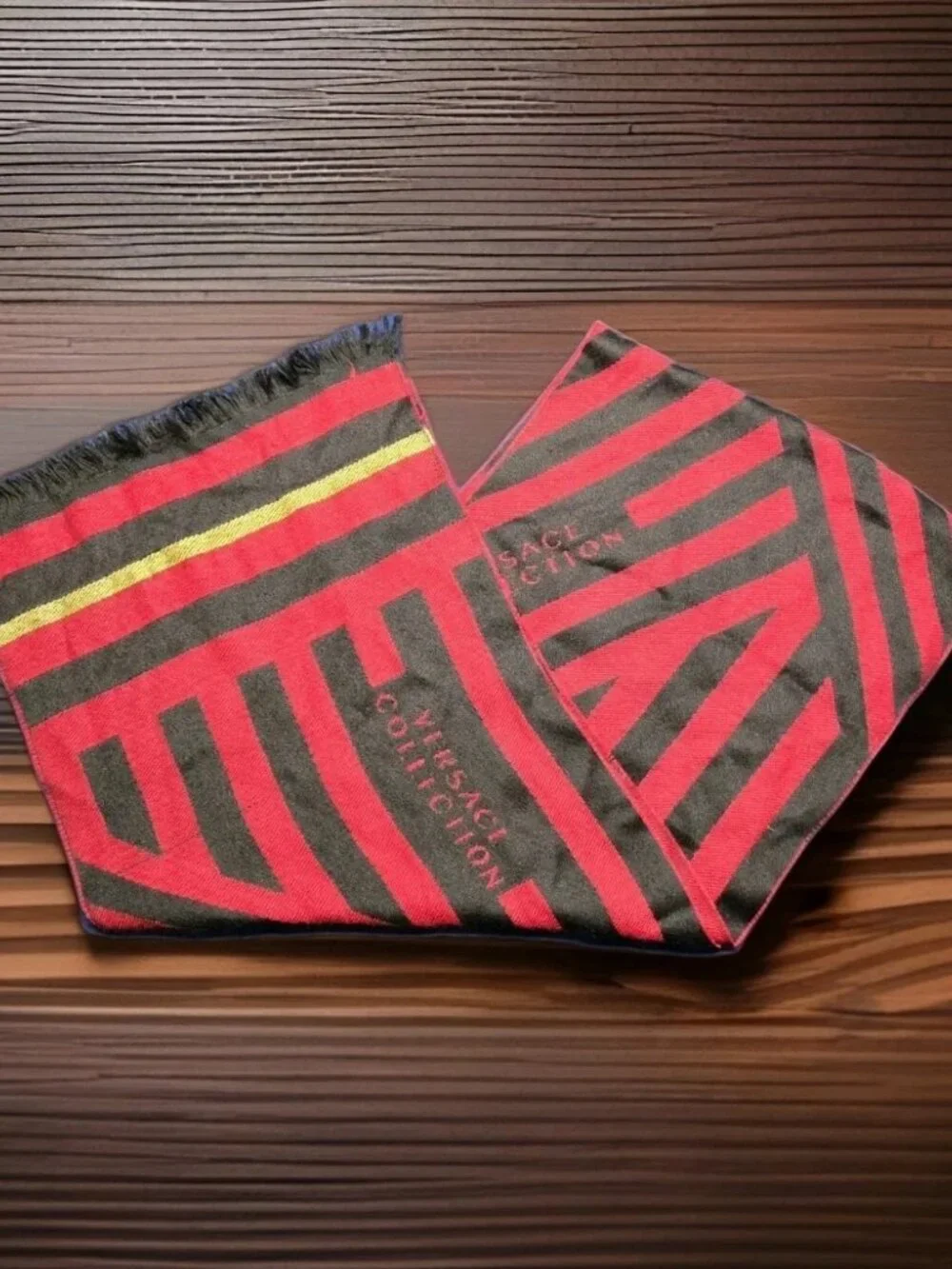Versace Collection Red Black Stripe Scarf